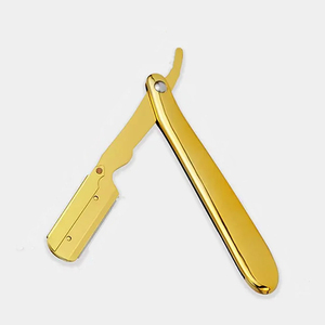 Professional ตรงมีดโกนเหล็ก Shavette พับด้วยตนเองมีดโกนหนวดคุณภาพสูงตัดใบมีดคอตรง - Product Image 2