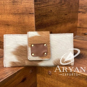 Nouveaux vrais cheveux faits à la main sur les portefeuilles de peau pour les femmes portefeuille mince à deux volets en cuir véritable pochette à pression sac à main véritable peau de vache sac à main - Product Image 1