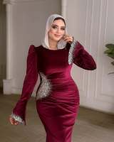 Abaya de Dubaï traditionnelle sirène à épaules dénudées, en soie à sequins, infroissable, à manches longues, pour la prière