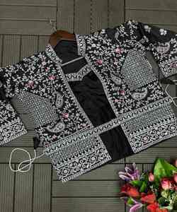 Sari moderne en coton prêt-à-porter multicolore de luxe, travail de séquence, chemisier, koti, ceinture à la taille, tenue de soirée, prix de gros, vêtement ethnique - Product Image 5