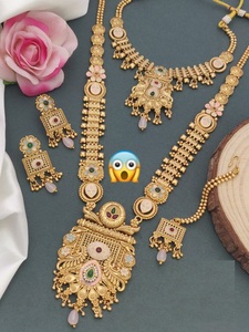 Conjunto de joyería nupcial de Latón chapado en oro Vintage para mujer estilo de cadena de eslabones para boda compromiso regalo de fiesta de aniversario - Product Image 2