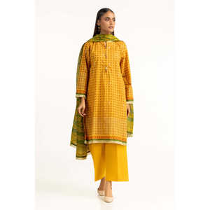 Conjunto de Traje de 3 Piezas Color Mostaza con Estampado Dorado para Mujer - Product Image 2