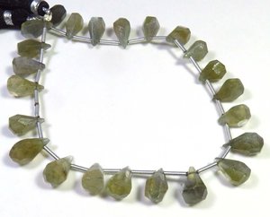 24ชิ้นเกรดสูง8นิ้วลูกปัด Briolette เหลี่ยมเพชรพลอยลาบราดอไรต์ธรรมชาติขนาด9-11มม. อัญมณีหลวม60กะรัตทำเครื่องประดับ - Product Image 1