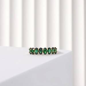 แหวนทอง14K สุดหรูแหวนมรกตแซมเบียธรรมชาติสีมรกตแหวนแต่งงาน - Product Image 3