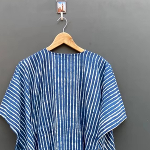 ชุดเดรสยาวพิมพ์ลายทางสีน้ำเงินเข้มสำหรับผู้หญิงชุดเดรสผ้าคอตตอนน้ำหนักเบาชุดเดรสสำหรับใส่ไปทะเลและใส่กลางคืน - Product Image 4