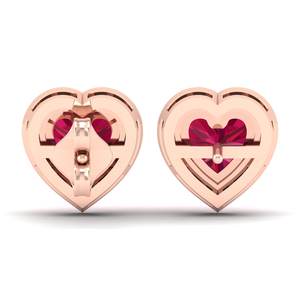 REYES Bijoux fins Or massif 14K GRA Certifié Moissanite Boucles d'oreilles à vis en forme de cœur Bijoux en pierres précieuses rubis 1.5 carats - Product Image 4