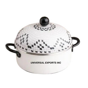 Marmite en métal de luxe avec double feuille de table Casserole de cuisine au design forme ronde Réchauffeur de nourriture classique - Product Image 5