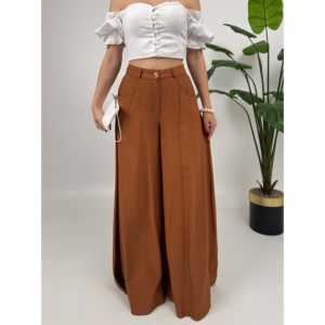 กางเกงขากว้างผ้าเครประบายอากาศได้ดี 1040 พร้อมดีไซน์แบบกระโปรงเอวสูง - Product Image 6