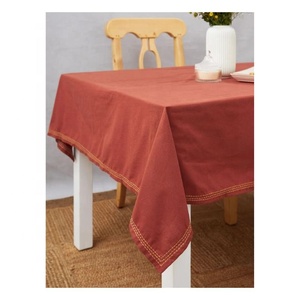Customized Beige Floral Embroidered Rectangular Tablecloth 4ft 6ft 8ft OEM ODM <b>Low</b> MOQ Wholesale Direct Factory - Product Image 4