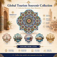 Souvenirs touristiques du Maroc, sous-verres en céramique de style marocain, sous-verres en céramique 3D, dessous de tasse avec boîte, personnalisés, sur mesure, ODM, vente en gros