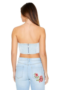 Top de tubo de mezclilla bordado con rosas más vendido, diseño personalizado transpirable, Top de tubo de mezclilla para mujer con camisa de mujer - Product Image 2