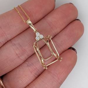 Esmeralda radiante Semi montaje 925 plata esterlina 10x8mm colgante personalizable CZ piedra preciosa Piedra en blanco accesorios de joyería componentes - Product Image 6