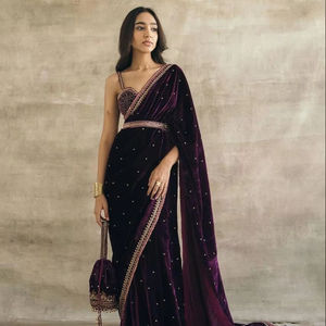 Sari de Seda Banarasi con Blusa de Lino para Niñas, Ropa Étnica India Festiva para Fiesta, Diseño Tradicional Indio en 2025 - Product Image 1