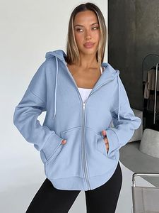 Sudaderas con cremallera y capucha de gran tamaño para mujer, chaquetas informales de moda de otoño para invierno, ropa de punto transpirable - Product Image 2