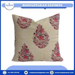 Premium Hand-Block Printed Outdoor <b>Cushions</b> Round Decorative Cotton Linen Pillow <b>Covers</b> for Hotels and Christmas Bulk Supplies - Product Image 2