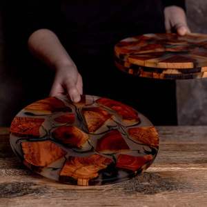 จานรองแก้วไม้วอลนัทหรูหราสินค้าออกใหม่พร้อมแผ่นรองแก้วและแผ่นรองแก้วอีพ็อกซี่ - Product Image 5