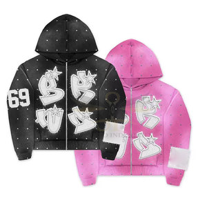 Vente chaude bas quantité minimale de commande détresse broderie Hoodies Pakistan fait en gros prix détresse broderie Hoodies - Product Image 3