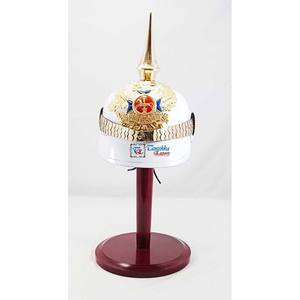 Casco Pickelhaube Alemán Medieval de Cuero Blanco, Réplica LARP de Metal Ágata, Hecho a Mano, Duradero, Estilo Bávaro Prusiano - Product Image 6