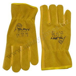 ถุงมือหนังวัวสำหรับขับรถบรรทุก, ถุงมือขับรถสีส้มทนทานทนทาน - Product Image 2