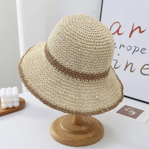 SEAPEARLS Chapeaux de seau de paille naturelle avec large bord Style décontracté Unisexe Adultes De 56 58cm Plage Voyage En Plein Air Usage Quotidien - Product Image 4