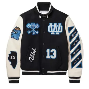 Oem Manufacturer High Quality Varsity Jacket Men Chenille Embroidery Leather Sleeves Custom Baseball Letterman Varsity Jack