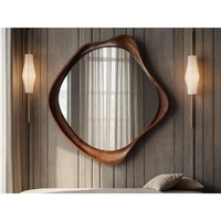 Support de miroir de mariage en bois de noyer véritable fait main, écologique, personnalisable, parfait comme accent mural pour les intérieurs minimalistes et luxueux