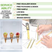 Support de présentation en acrylique pour cornets de crème glacée avec porte, vitrine en plexiglas pour la maison, le magasin, la vente au détail, le stockage