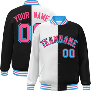 Custom Varsity Jacket contraste colores satén cuerpo de gran tamaño moda Streetwear equipo Logo bordado Dropshipping OEM suministro - Product Image 3