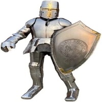 Armure de Templier Médiévale Prêt à la Bataille Corps Complet Armure de Chevalier en Fer avec Lanière Style Antique Technique de Moulage sous Pression Portable