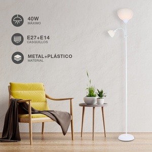 Lámpara de pie E27 con luz de lectura E14, 1760 mm. Nawis Blanco (GSC 204400045) - Product Image 3
