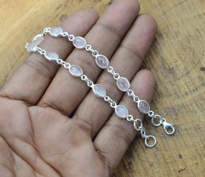 <b>Rose</b> <b>Quartz</b> Gemstone Women's Tennis Sterling Silver <b>Bracelet</b> Trendy Handmade Gift for Party Occasions - Product Image 2