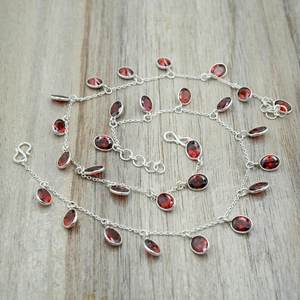 Tobilleras de Latón con Granate Natural Genuino de 10 Pulgadas, Piedra Preciosa Marrón, Estilo Religioso, Ajustables, Par de Regalo para Ella - Product Image 2