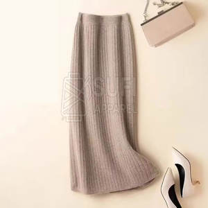 Jupe droite en tricot décontractée élégante pour femmes, coupe ajustée, mi-longue, écologique, respirante, taille naturelle, cachemire, usage quotidien au bureau, tout - Product Image 6