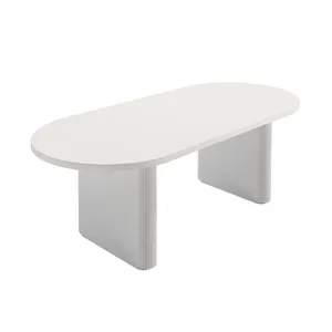 Meubles de salle à manger de <span class=keywords><strong>haute</strong></span> qualité <span class=keywords><strong>Table</strong></span> à manger extensible ovale en bois blanc pour <span class=keywords><strong>6</strong></span> <span class=keywords><strong>personnes</strong></span> - Product Image 1