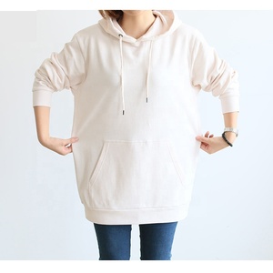 Otoño 2023 ropa de mujer 100% algodón orgánico Unisex de gran tamaño liso chándal en relieve cuello redondo sudadera pulóver sudaderas con capucha - Product Image 1