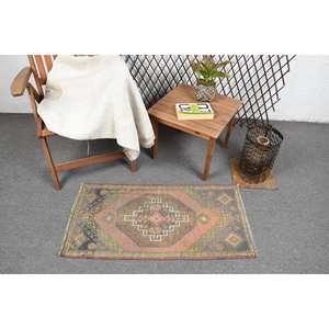 Orange Vert Bohème Vintage Tapis Turc 1.7 X 3.3ft Classique Rectangle Patchwork Conception Laine Viscose Latex Écologique Moyen - Product Image 1