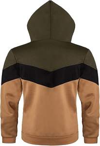 Sweat à capuche à manches longues pour hommes, sweat-shirt britannique avec poche, patchwork de blocs de couleurs brodés, polaire teinte unie pour l'hiver - Product Image 6