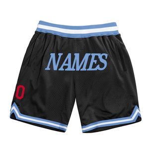 Industrie Direct Engro Sportswear Basketball Shorts Custom Black Light Blue-Red Authentic Throwback Basketball Shorts - Product Image 1