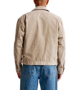 Custom Khaki Wash Heavy Canvas Lined Vintage Worker Work <b>for</b> <b>Men</b> Bomber <b>Coat</b> Cotton Zipper Oversized Acid Workwear Jackets - Product Image 4