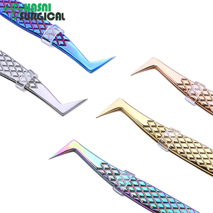 High Quality Diamond <b>Grip</b> Surgical Lash Extension Tweezers with Precision 90 Degree Anti Static Curved Tip By Hasni Surgical - Product Image 2
