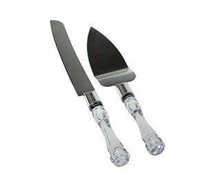 Poignée de cuillère en acrylique Ensemble de serveur de gâteau en acier inoxydable Décorations de fêtes de mariage Poignée en acrylique transparent - Product Image 1