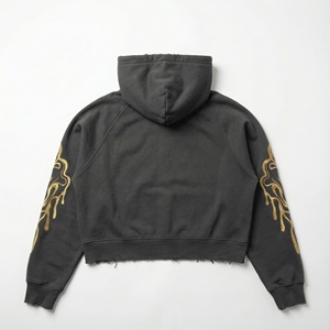 เสื้อฮู้ดดี้ผู้ชายแบบครอป Velour Reverie รุ่นพรีเมียม งานปักคุณภาพสูง ผ้าฝ้าย 100% สไตล์สตรีทแวร์ ดีไซน์เนอร์ แฟชั่นแนวเมือง - Product Image 2