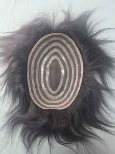 Perruque toupet en dentelle PU pour hommes - Prothèse capillaire en cheveux Remy indiens avec des styles ondulés naturels et raides crépus, poids de 40 à 80 g - Product Image 3