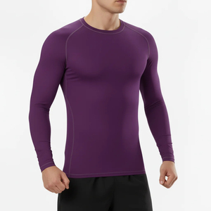 Custom Factory Wholesale <b>Compression</b> <b>Shirt</b> – Long Sleeve Purple Athletic Rash Guard Base Layer <b>for</b> <b>Men</b> & Women - Product Image 5