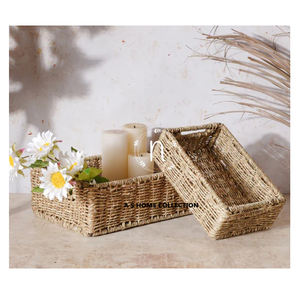 Recién llegado, cestas de almacenamiento de ratán decorativas para cocina y uso doméstico, forma rectangular, juego ecológico hecho a mano de 2 - Product Image 1