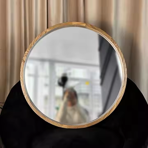 Espejo de pared redondo con marco de madera hecho a mano moderno, espejo de mesa de alta calidad por Azora Industries - Product Image 2