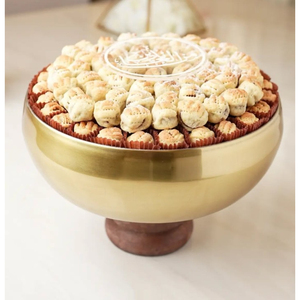 Cuenco de Chocolate de Metal de alta calidad con Base de madera, artículos de comedor para Hotel, Cuenco para dulces de servir Chocolate, soporte para postres, cuenco para servir - Product Image 5