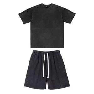 T-shirt et short à manches courtes vintage acide d'été élégants ensembles de 2 pièces pour hommes vêtements de sport respirants évacuant la transpiration - Product Image 1
