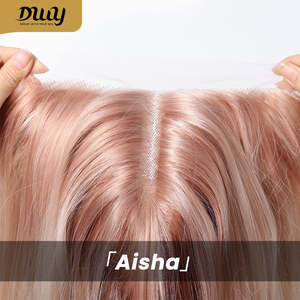 LIQUIDACIÓN: Peluca Sintética Aisha-DWY con Parte Frontal de Encaje sin Pegamento para Mujer, 28 Pulgadas de Largo, Color Rubio Rosado, Encaje Transparente - Product Image 6