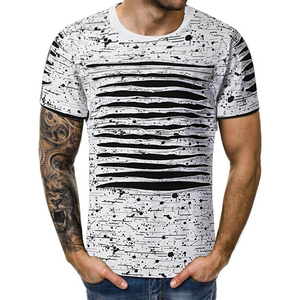 <b>Novelty</b> 3D print men's with ripped graphic for streetwear style short sleeve casual top trending product men sublimated <b>shirts</b> - Product Image 1